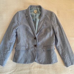 JCREW LINEN/COTTON BLAZER SIZE 8 BLUE